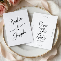 Simple Whimsical Handwritten Save the Date Wedding