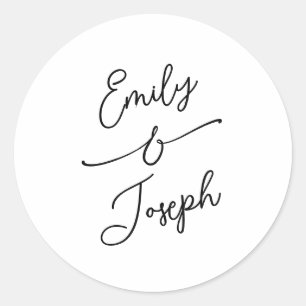 Simple Whimsical Handwritten Wedding Classic Round Sticker