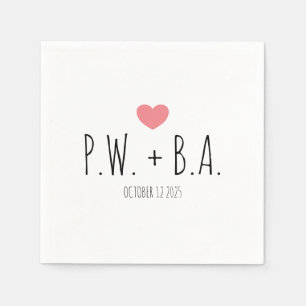 Simple Whimsical Monogrammed Heart Wedding Napkin