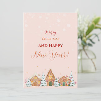 Simple Whimsical Pastel Pink Flat Holiday Card