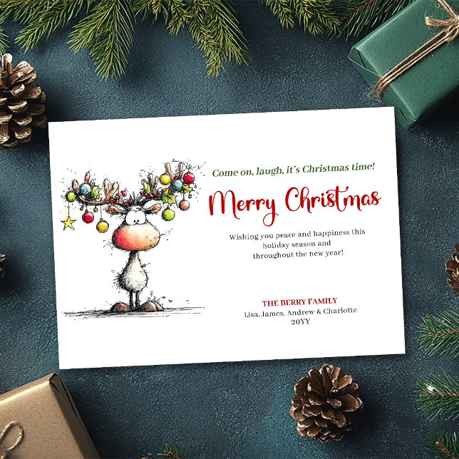 Simple Whimsical Reindeer Holiday Greeting Card (Simple Whimsical Reindeer Holiday Greeting)