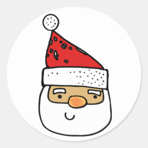 Simple Whimsical Santa Claus Christmas Classic Round Sticker