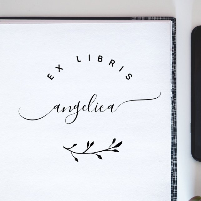 Simple Whimsical Script Minimalist Ex Libris Book Rubber Stamp (Creator Uploaded)