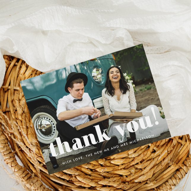 Simple Whimsical Wedding Photo Thank You Postcard (Creator Uploaded)