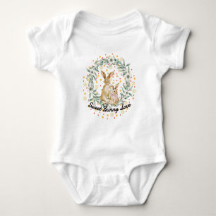 Simple Whimsical Wild Animals Sweet Bunny Love  Baby Bodysuit