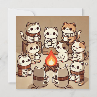 Simple Whiskers Campfire Greetings Card