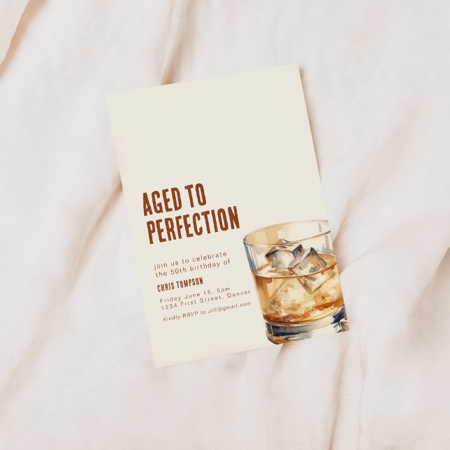 Simple Whiskey Aged to Perfection Birthday Invite (Creator Uploaded)