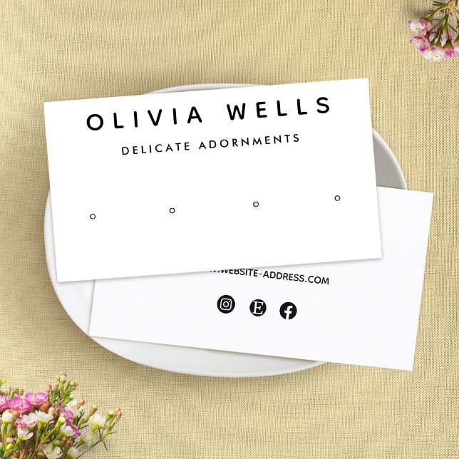 Simple White 4 Hole Stud Earring Display  Business Card (Creator Uploaded)