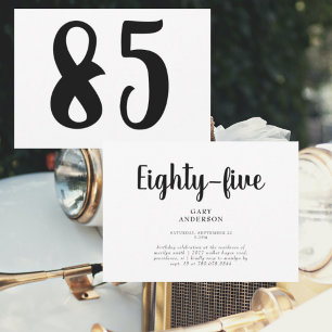 Simple White 85th Birthday Party Invitation