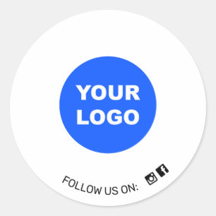 Simple White Add Your Logo Social Media Icon Classic Round Sticker