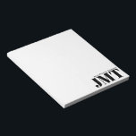 Simple White and Black Name Monogram Notepad<br><div class="desc">The white notepad has black text. You can edit it to show your name in a small font and your monogram in a large font. The text is near the bottom right corner.</div>