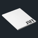Simple White and Black Name Monogram Notepad<br><div class="desc">The white notepad has black text. You can edit it to show your name in a small font and your monogram in a large font. The text is near the bottom right corner.</div>