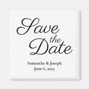 Simple White and Black Save the Date Magnet