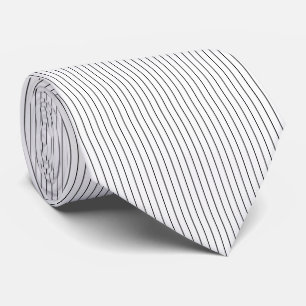 Simple White and Black Stripes Vertical Pattern Tie