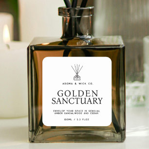 Simple white and black text reed diffuser label