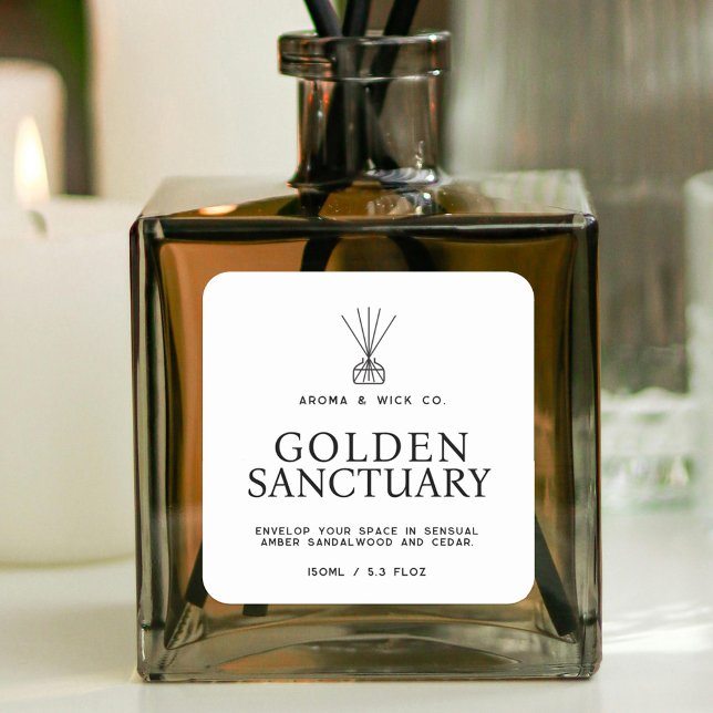 Simple white and black text reed diffuser label (Creator Uploaded)