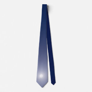 Simple White and Blue Sky and Moon Composition Tie