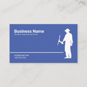 Simple White and Blue Window Cleaning Services Business Card