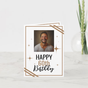 Simple White and Brown Husband 60th Birthday Card