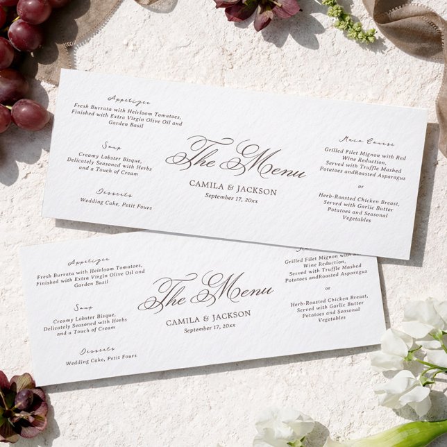 Simple White and Brown Wedding Menu Card (Creator Uploaded)