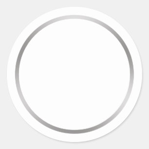 Simple White and Faux Silver Classic Round Sticker