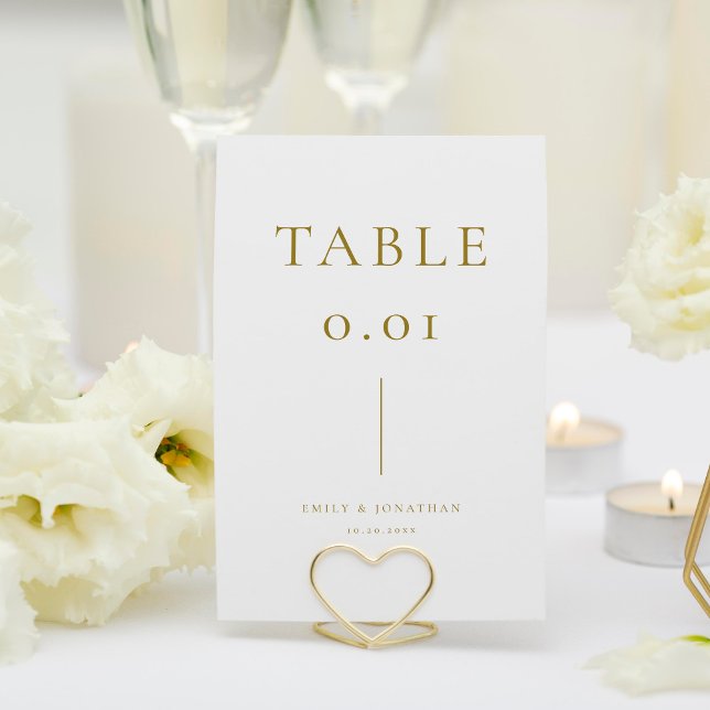 Simple White and Gold Champagne Wedding  Table Number (Creator Uploaded)