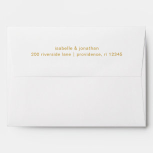 Simple White and Gold Colour Wedding Return Addres Envelope