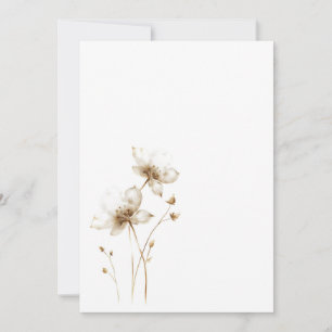Simple white and gold flower Blank Wedding  Invitation