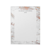 Simple White and Gold Marble Notepad