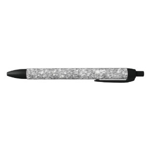 Simple White And Grey Glitter Black Ink Pen