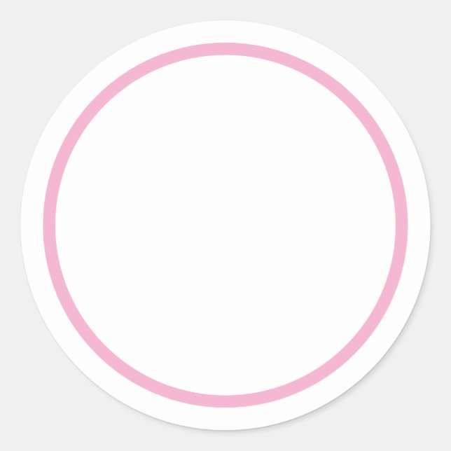 Simple White and Light Pink Border Blank Inside Classic Round Sticker (Front)
