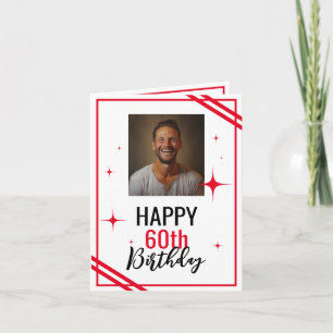 Simple White and Red Husband 60th Birthday Card