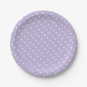 Simple White and Violet Lavender Polka Dot Pattern Paper Plate