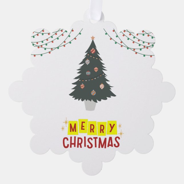 Simple White and Xmas Tree Merry Christmas Tree Decoration Card (Front)
