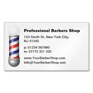 Simple White Barbers Pole Barbershop Business Card