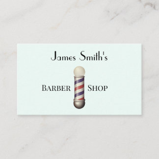 Simple White Barbers Pole Barbershop Business Card