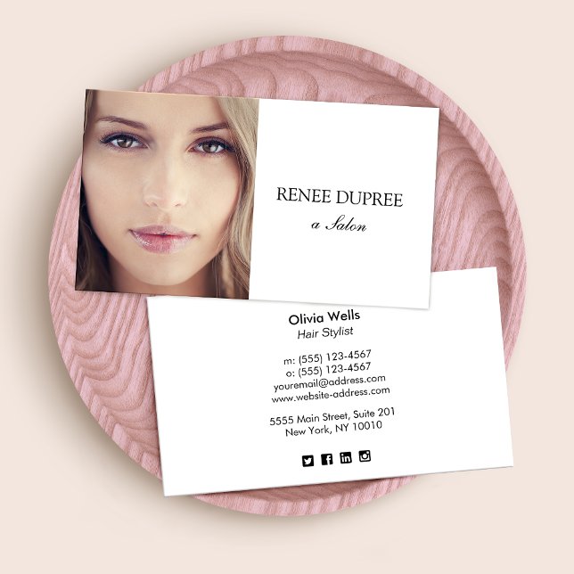 Simple White Beauty Salon Add Photo Card (Creator Uploaded)