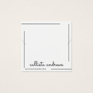 Simple White Black Border Script Necklace Display