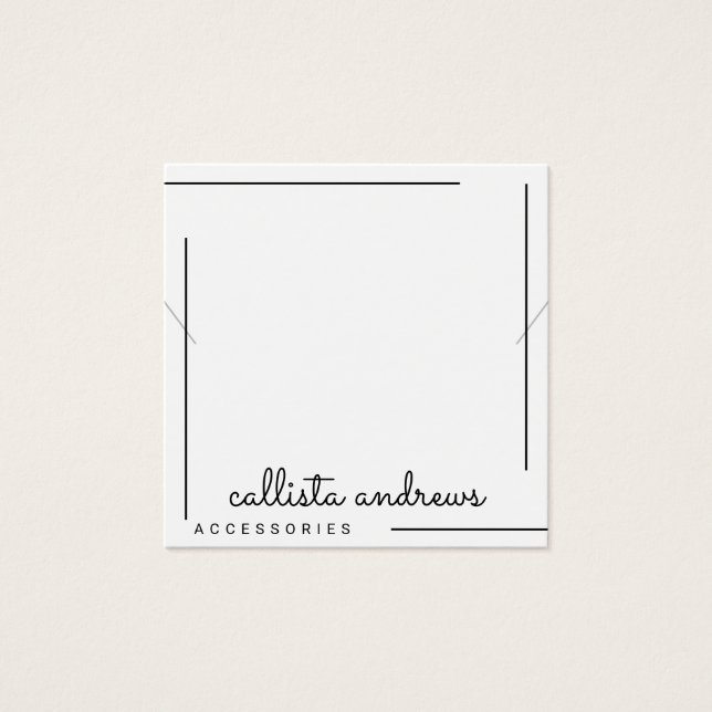 Simple White Black Border Script Necklace Display (Front)