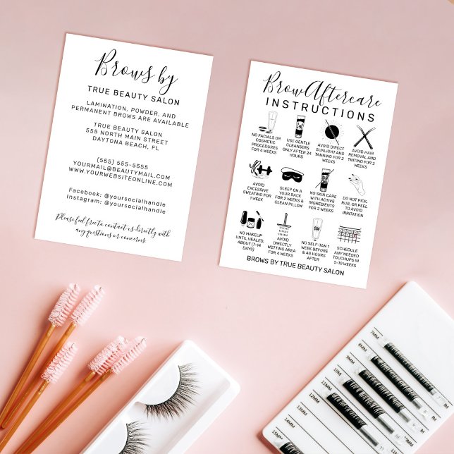 Simple White Black Brows Aftercare Icon Business Card (Creator Uploaded)