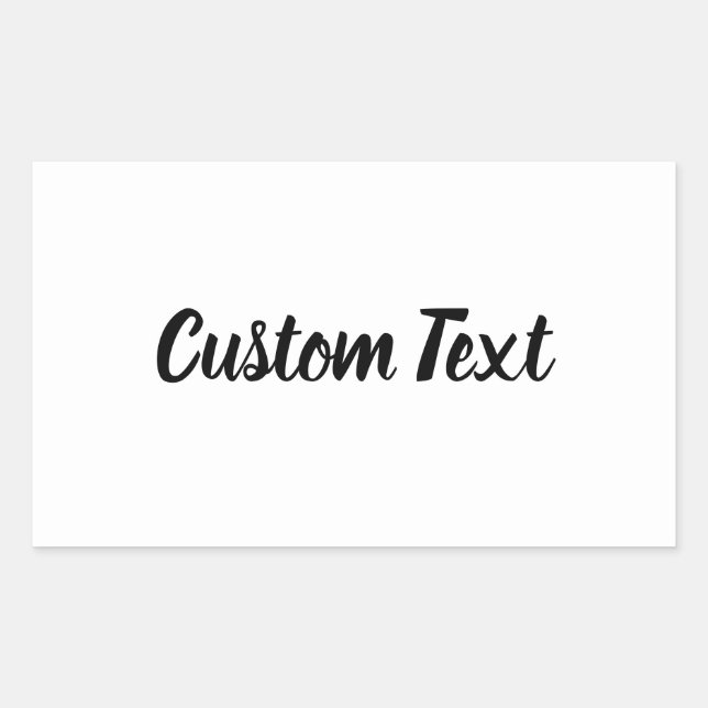 Simple White Black Cursive Script Text Template Rectangular Sticker (Front)