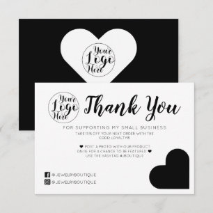 Simple White Black Heart Logo Customer Thank You