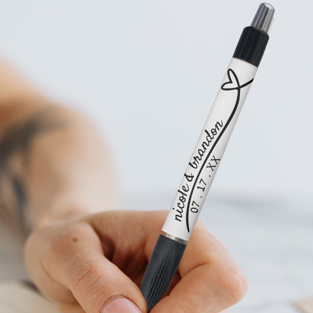 Simple White & Black Heart Wedding (Simple White & Black Heart Wedding Pen)