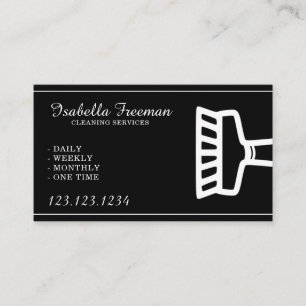 Simple White & Black Housekeeper Cleaning Service Business Card