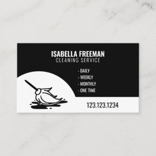 Simple White & Black Maid House Cleaning Service Business Card
