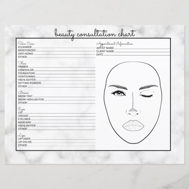 Simple White Black Marble Beauty Consultation (Front)