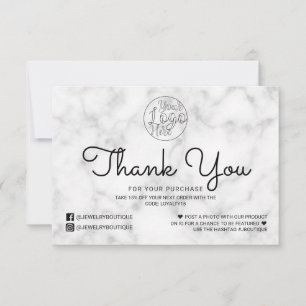 Simple White Black Marble Customer Thank You