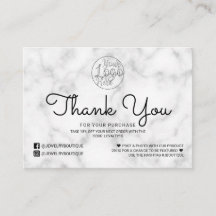 Simple White Black Marble Customer Thank You