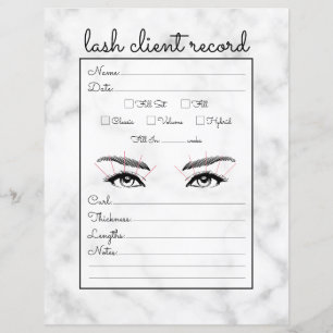 Simple White Black Marble Lash Client Record