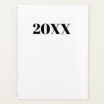Simple white black modern typography year monogram planner<br><div class="desc">Minimalist black and white modern typography custom simple elegant Planner.
Custom black serif text,  white solid plain background.
You can personalised it with your name,  initials,  monogram,  year,  etc or just delete the text,  and leave the solid plain white colour.</div>